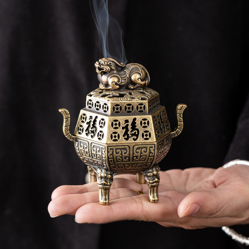 Incensario Ding de Qilin y animales míticos