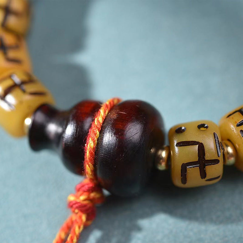 EverestArtstudios Camel Bone Auspicious Symbol Gourd Accent Bracelet