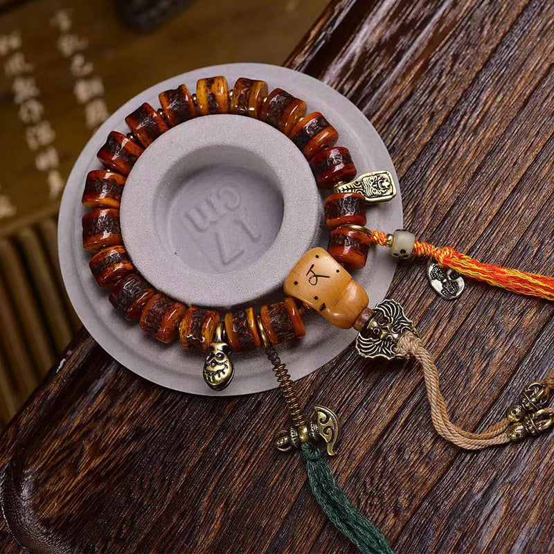 EverestArtstudios Bone Barrel Bead Copper Accent Bracelet