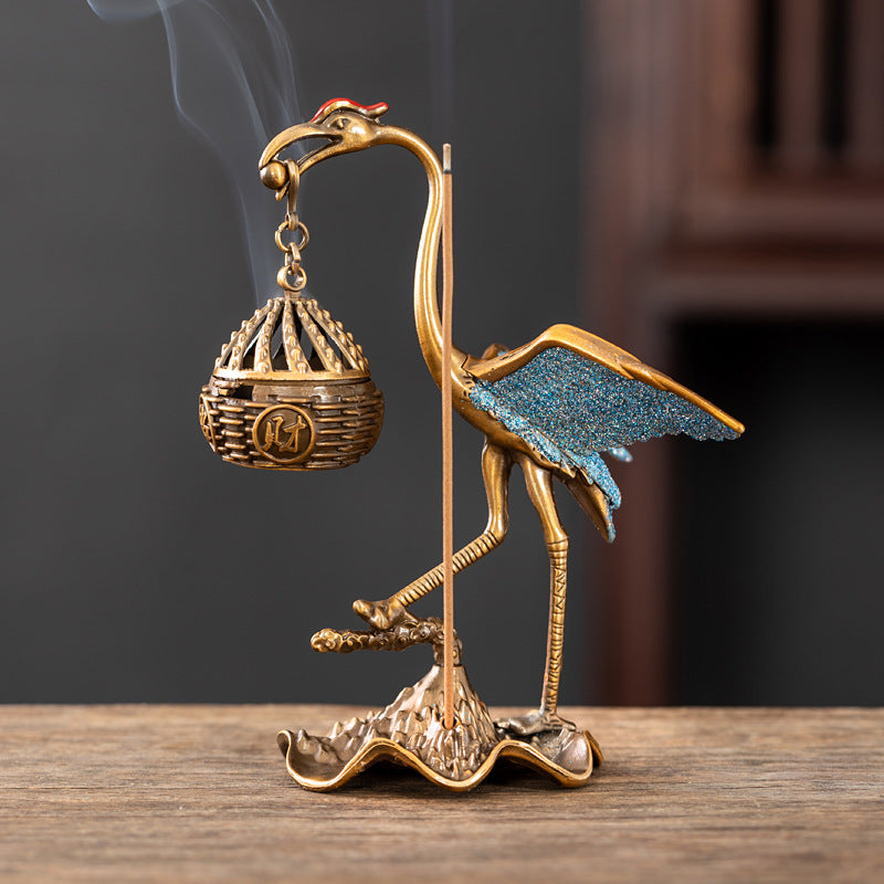 Douyin popular crane hanging stove antique ornament household indoor small auspicious cloud sandalwood tea ceremony incense Chinese aromatherapy stove