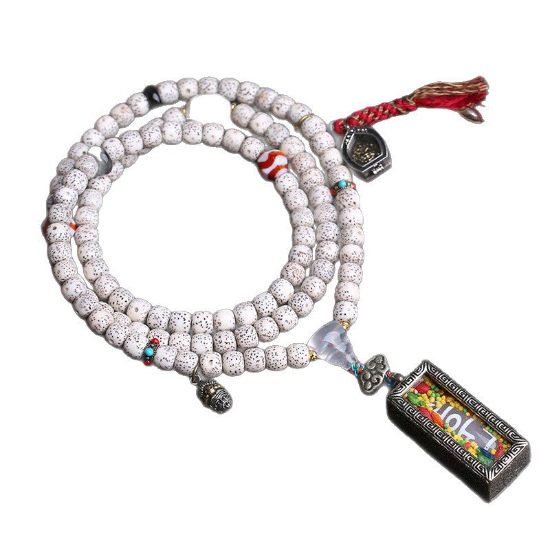 Natural Hainan Xingyue Bodhi Seed 108 Buddha Beads Barrel Beads Agate Tiger Teeth Dzi Beads White Crystal Gawu Box Accessories
