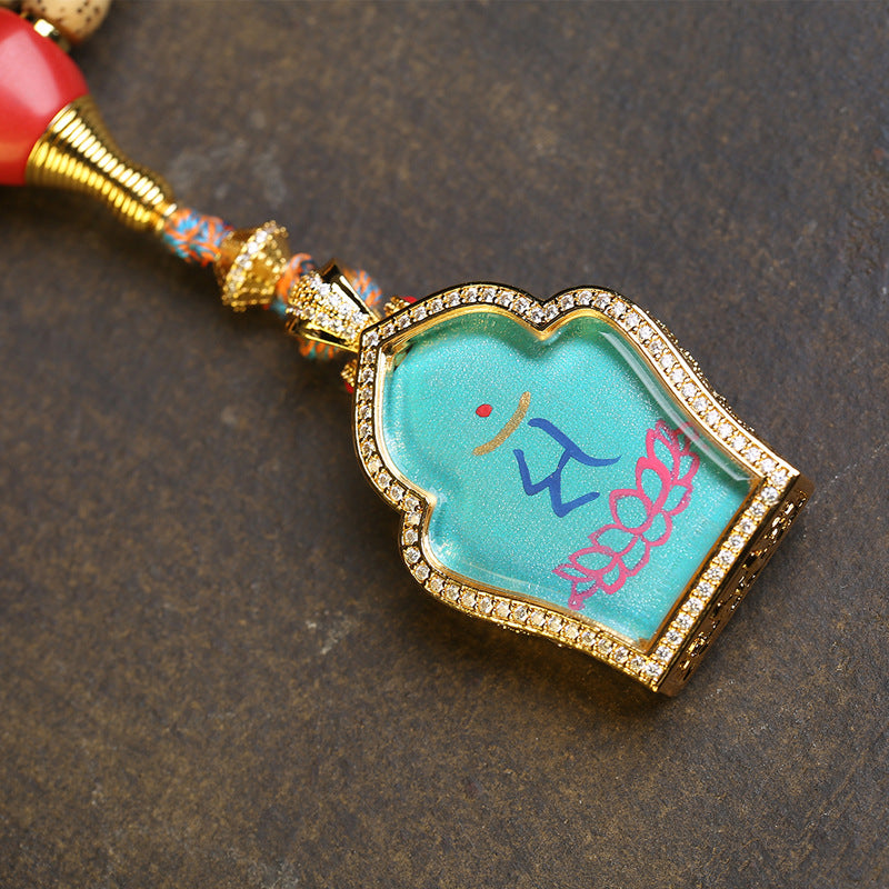 Tibetan Wenwan Seed Character Manjushri Bodhisattva Thangka Pendant Sweater Chain Natural Star Moon Bodhi Son 108 Buddha Beads