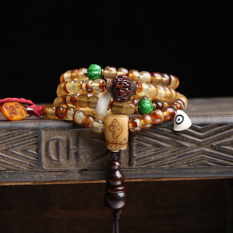 Natural Golden Armor 108 Buddha Beads, Turtle Barrel Bead Plate Play Beaded Old Bone Tee Diamond Bodhi Horn Accessories
