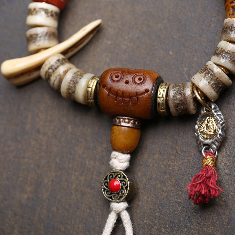 108 Buddhist beads, rosary beads, camel bone, tee gawu box, side hanging yak bone accessories.