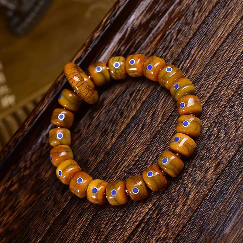EverestArtstudios Bone Barrel Bead Lapis Inlay Bracelet