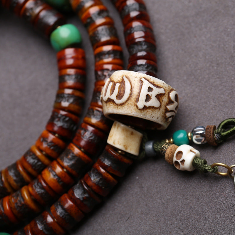 Tibetan return bone 108 bucket beads Wenwan Buddha beads rosary beads Jarah Hula pendant yak bone Dumby side hanging accessories