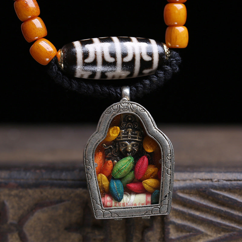 Tibetan return bone bucket beads 108 Buddha beads copper Gawu box Zakiram pendant yak bone tee accessories