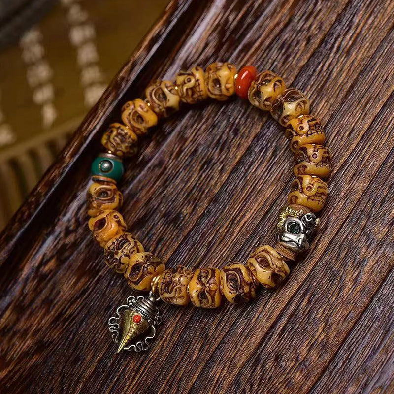 EverestArtstudios Bone Garuda Motif Agate Accent Bracelet