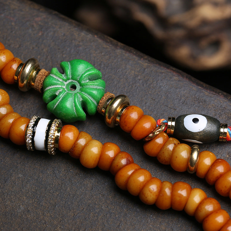 Tibetan return bone large intestine beads 108 Buddha beads neck hanging Tibetan Wenwan Croxin camel bone agate accessories