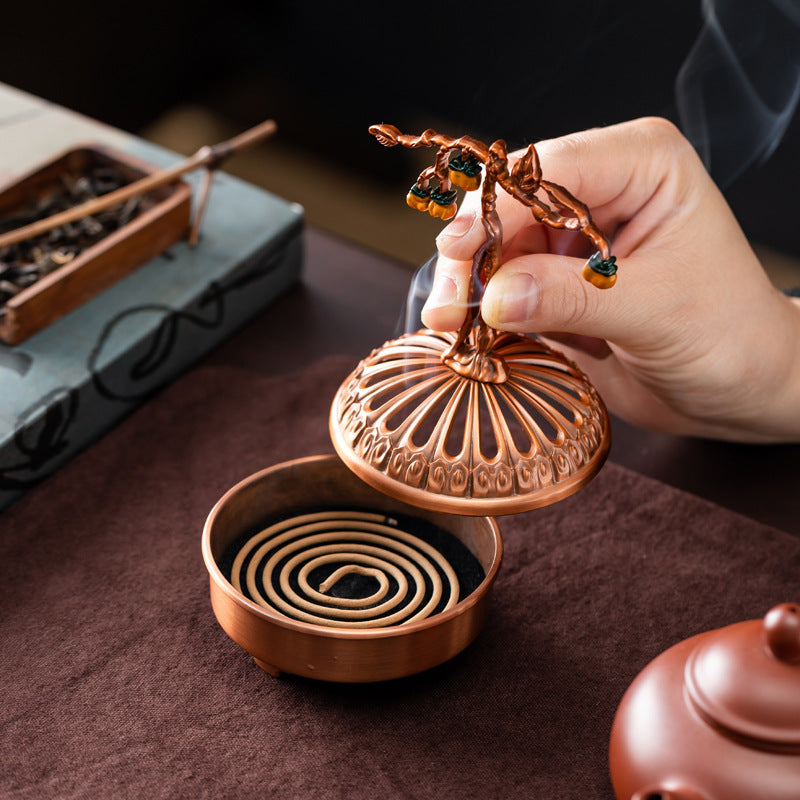 Persimmon Ruyi Plate Incense Burner Aromatherapy Burner Office Household Chinese Ornament Zen Tea Ceremony Incense Burner Factory Direct Sales