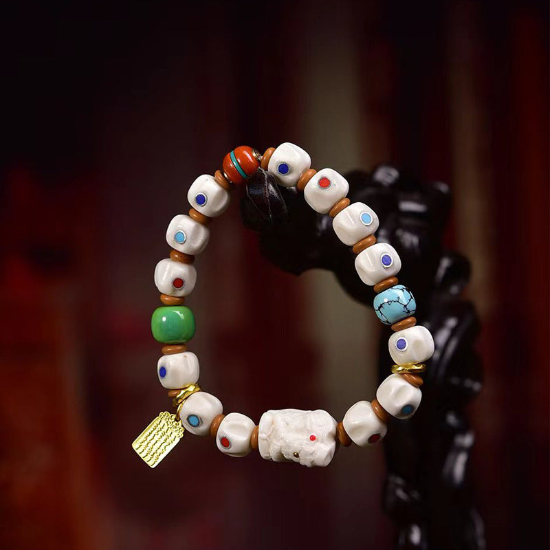 EverestArtstudios Yak Bone Seed-Pattern Inlay Bracelet