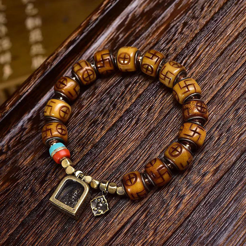 EverestArtstudios Camel Bone Auspicious Symbol Ghau Charm Bracelet