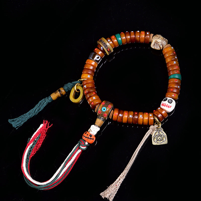 EverestArtstudios Camel Bone Tassel Cord Bracelet