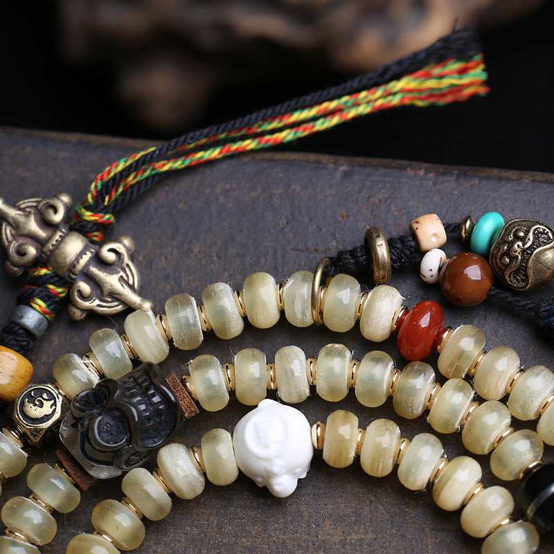 108 Buddha Beads, Rosary Beads, Bamboo Silk Pattern Material, Corpse Dolin Copper, Adai Tassel Side Hanging Accessories in Tibetan Area