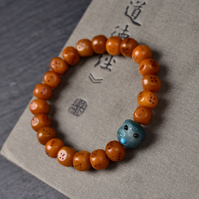 EverestArtstudios Camel Bone Carved Dice Bead Bracelet Collection