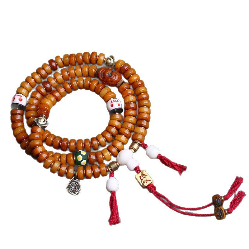 Tibetan return bone pan beads 108 Buddha beads rosary beads yak bone Dumby glazed copper clip deer bone tee accessories