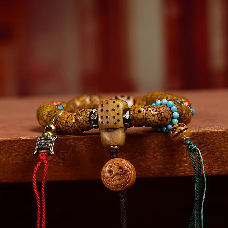 EverestArtstudios Xingyue Bodhi Seed Sculpted Bead Tassel Bracelet