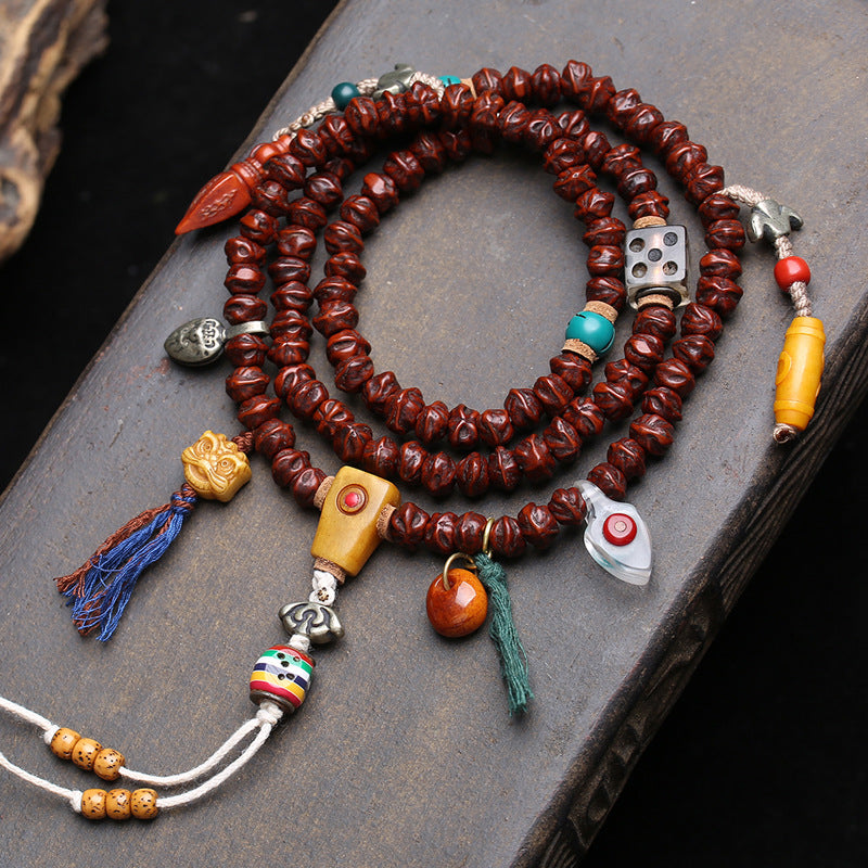 Tibetan Wenwan Bodhi Spica Seeds 108 Buddha Beads Rosary Beads Camel Bone Tee Vajra Pestle Noble Dzi Bead Accessories