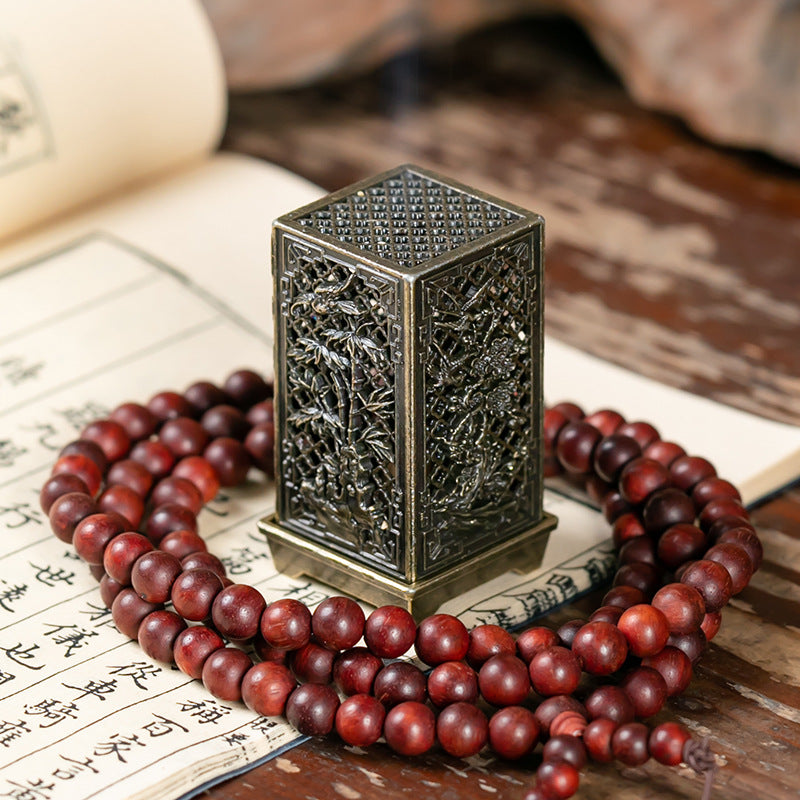 Vertical Baifu furnace is happy with the eyebrows and hollow incense burner office ornament creative alloy incense burner