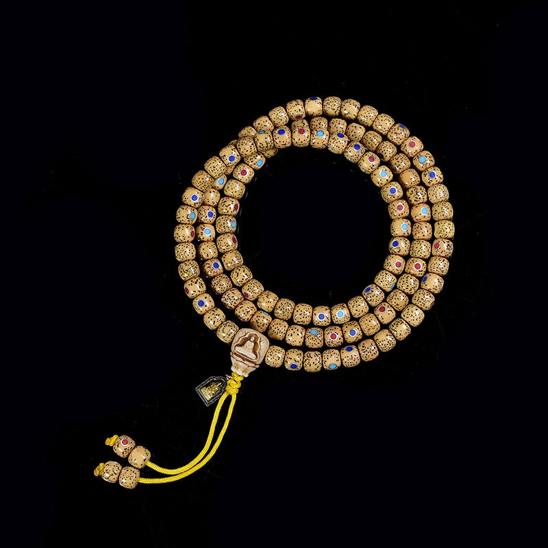 EverestArtstudios Inlaid Three Jewels Xingyue Bodhi 108-Bead Tibetan Mala