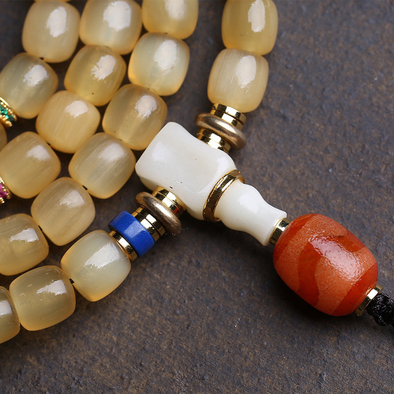 108 Buddha beads bucket beads Tibetan tassel side hanging glazed agate tiger tooth beads reflux bone accessories in Tibetan areas