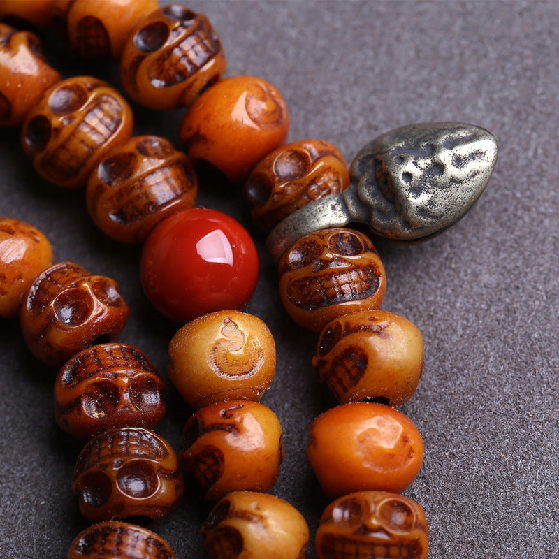 108 Tibetan return bones, carved Dumby Buddha beads, rosary beads, yak bones, lotus bucket beads, tee back cloud copper accessories