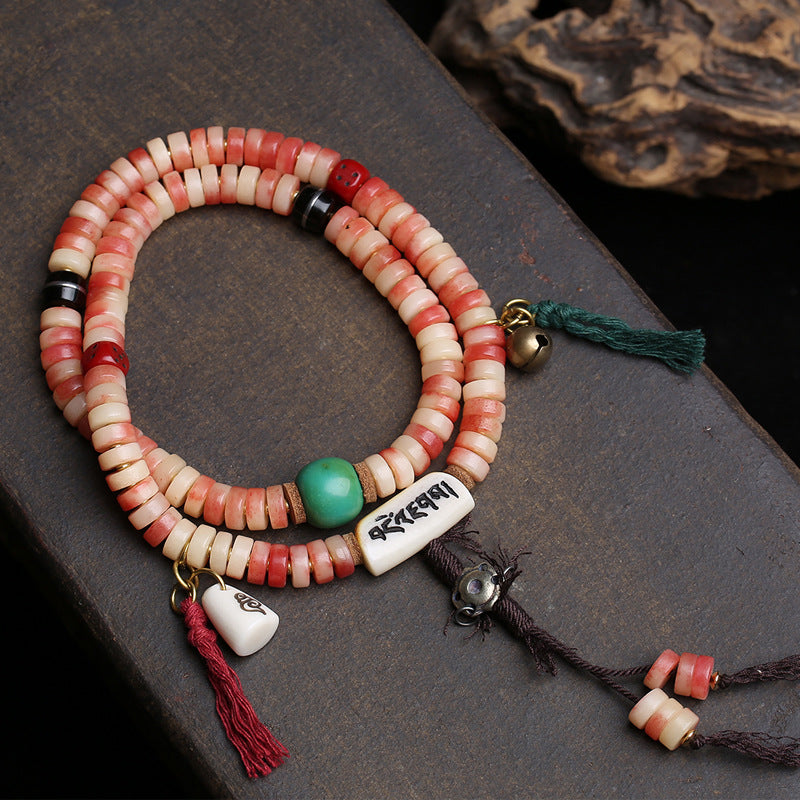 Natural half-blood camel bone plate beads 108 Buddha beads rosary beads plate play beaded feeder coconut pedicle return bone copper accessories