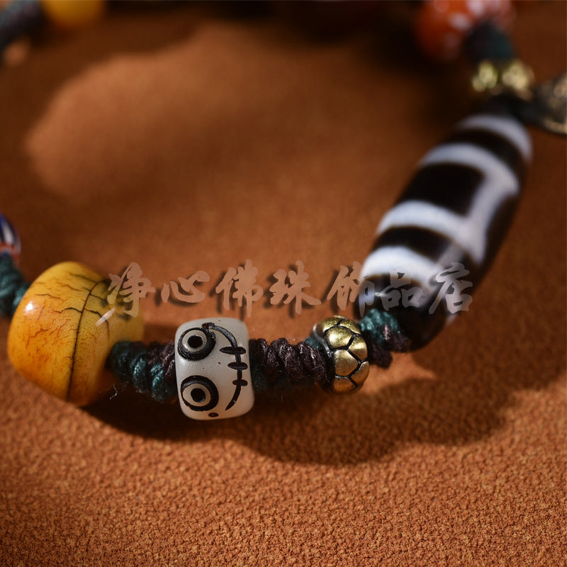 EverestArtstudios Heaven and Earth Agate Dzi-Style Woven Bracelet