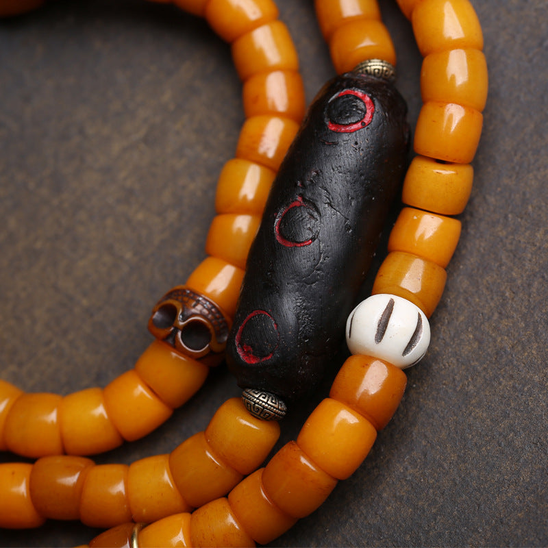 Tibetan return bone 108 Buddha beads, rosary beads, large intestine beads, multi-ring bracelet, yak bone, Dumby tee, feeder accessories.