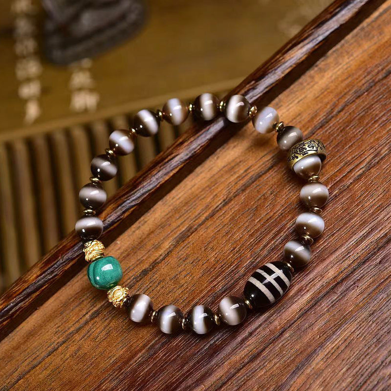 EverestArtstudios Etched Line Bead Agate Accent Bracelet