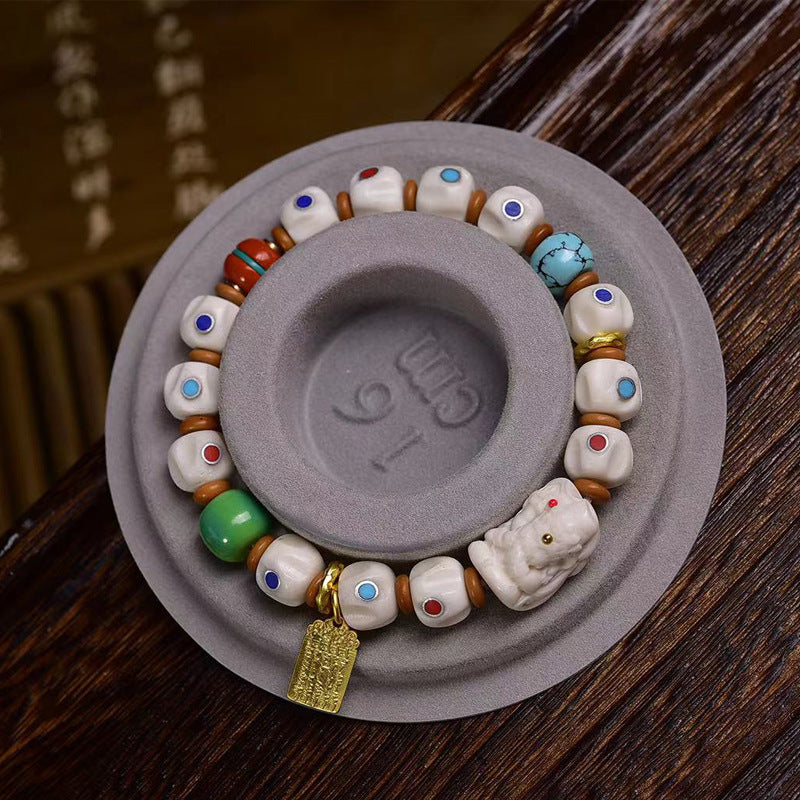 EverestArtstudios Yak Bone Seed-Pattern Inlay Bracelet