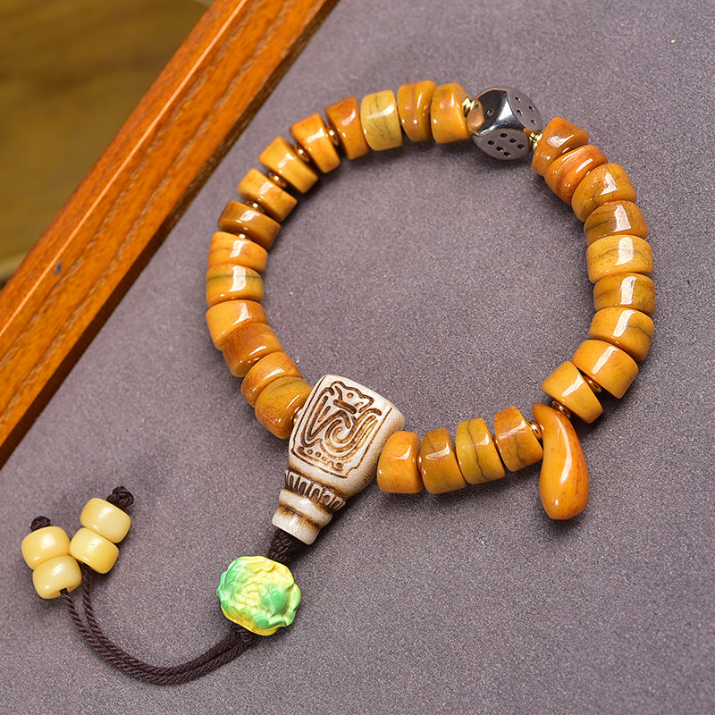 EverestArtstudios Bone Sculpted Bead Buddha Charm Bracelet