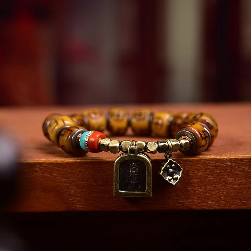 EverestArtstudios Camel Bone Auspicious Symbol Ghau Charm Bracelet