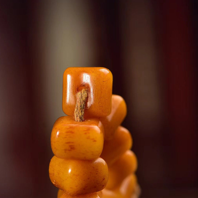 EverestArtstudios Camel Bone Sculpted Square Bead Bracelet