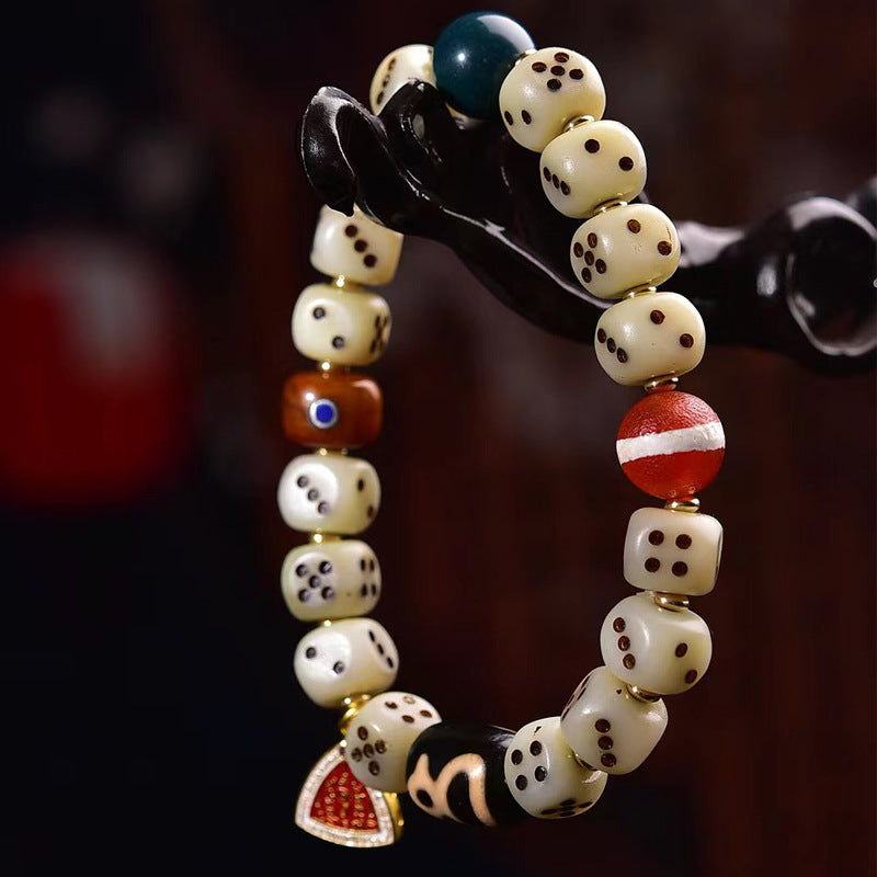 EverestArtstudios Camel Bone Dice Bead Charm Bracelet