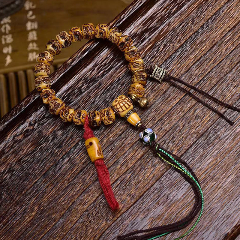 EverestArtstudios Bone Garuda Motif Agate Accent Bracelet