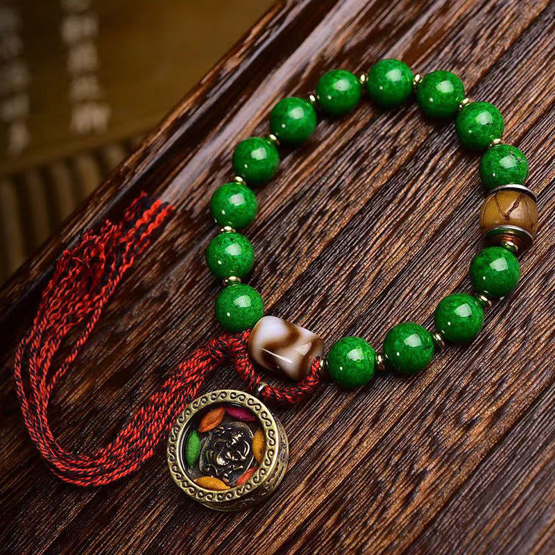 EverestArtstudios Jade-Look Bead Ghau Charm Bracelet