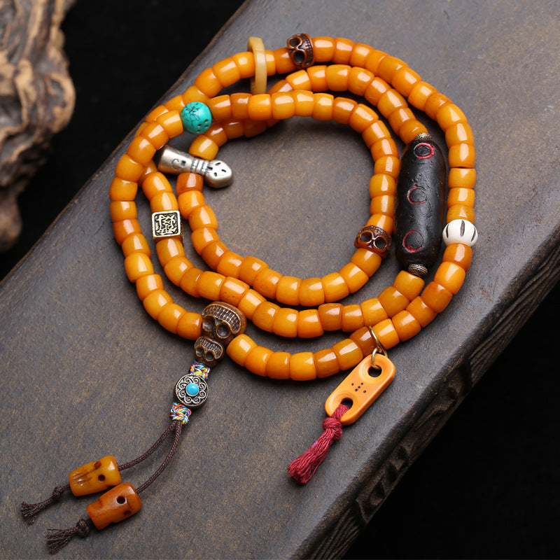 Tibetan return bone 108 Buddha beads, rosary beads, large intestine beads, multi-ring bracelet, yak bone, Dumby tee, feeder accessories.