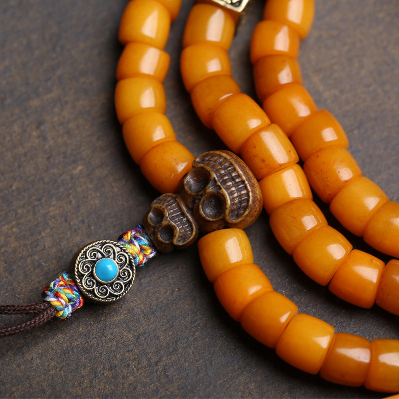 Tibetan return bone 108 Buddha beads, rosary beads, large intestine beads, multi-ring bracelet, yak bone, Dumby tee, feeder accessories.