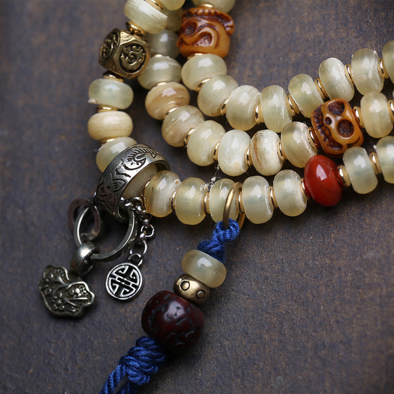 108 Buddha Beads, Rosary Beads, Bamboo Silk Pattern Material, Corpse Dolin Copper, Adai Tassel Side Hanging Accessories in Tibetan Area
