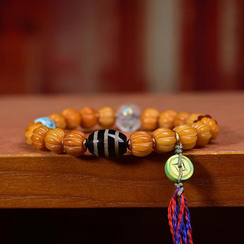 EverestArtstudios Bone Pumpkin Bead Crystal Accent Bracelet