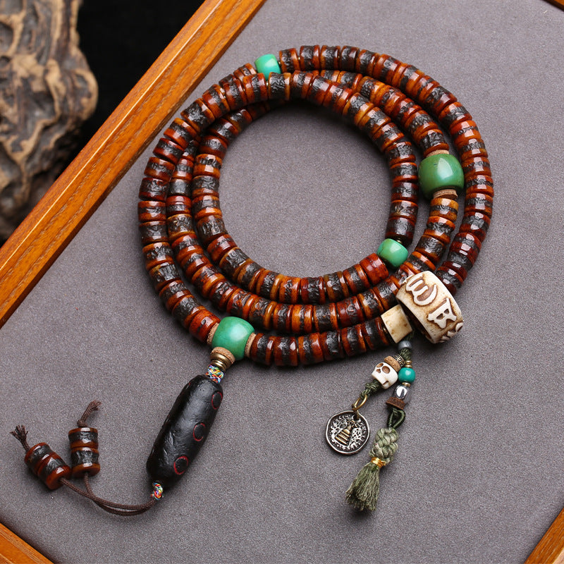 Tibetan return bone 108 bucket beads Wenwan Buddha beads rosary beads Jarah Hula pendant yak bone Dumby side hanging accessories