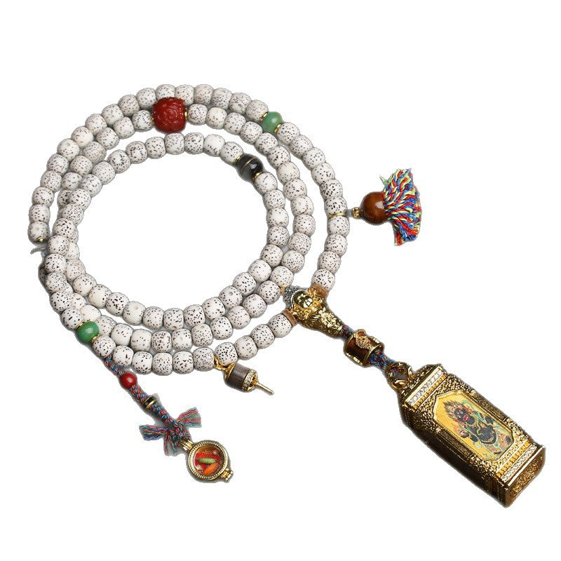Natural Star and Moon Bodhi Sub-bucket Beads 108 Buddha Beads Wenwan Four-sided Small Thangka Pendant Agate Gawu Box Accessories