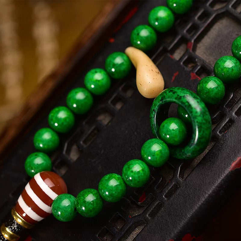 EverestArtstudios Tibetan Horn-Look 108-Bead Mala with Agate and Bone Accents