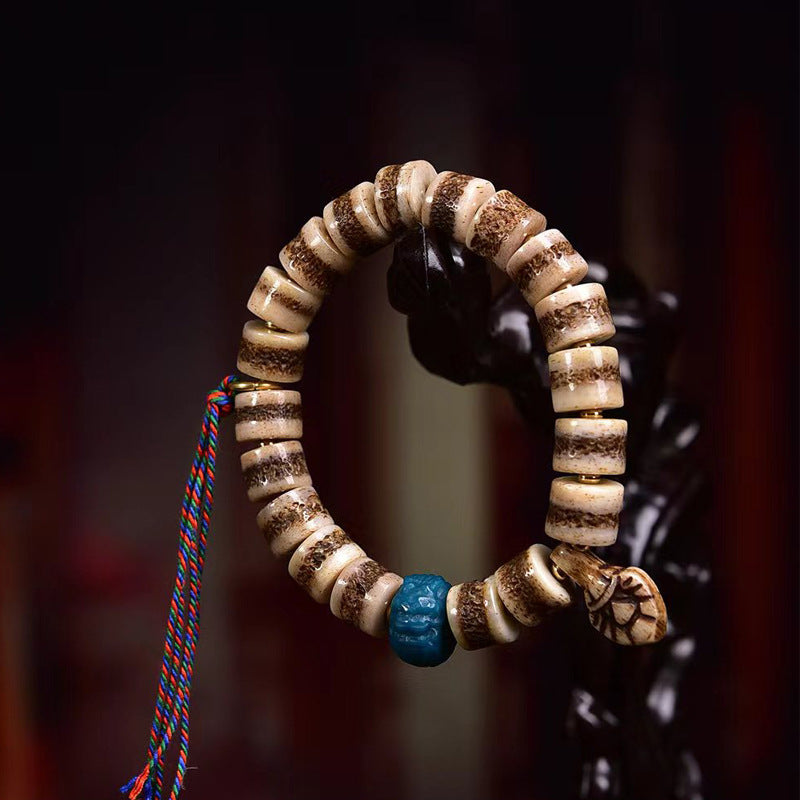 EverestArtstudios Yak Bone Textured Barrel Bead Bracelet