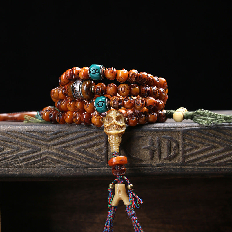 Tibetan return camel bone carving Dumby 108 Buddha beads plate playing beaded yak bone material agate accessories