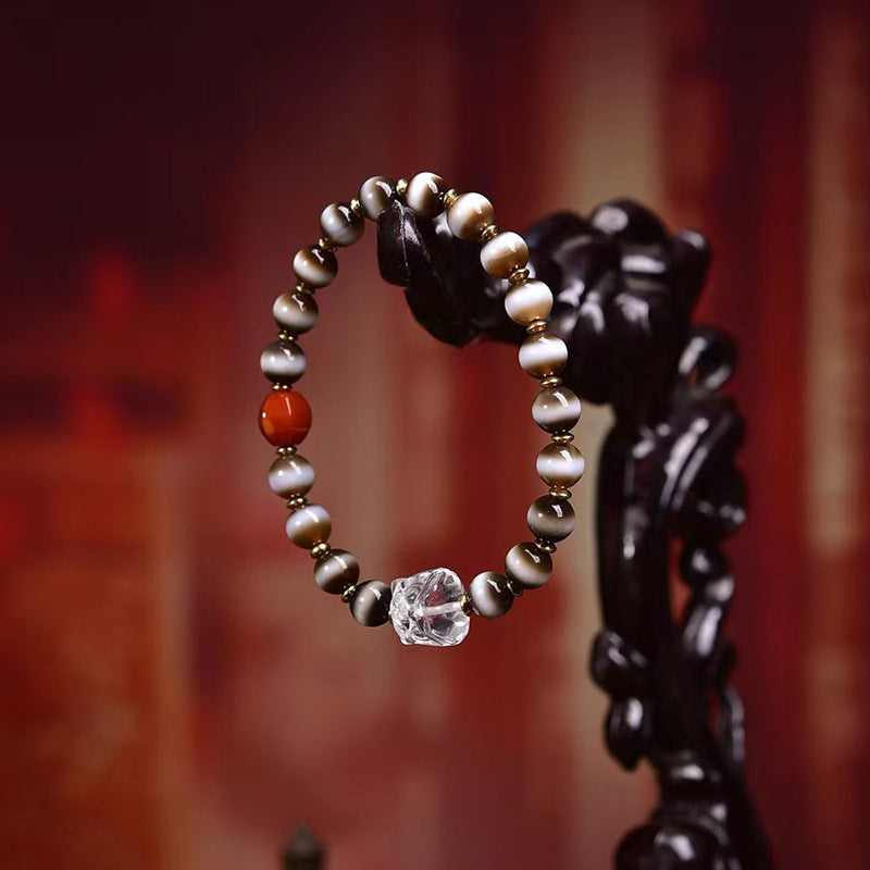 EverestArtstudios Etched Line Bead Agate Accent Bracelet
