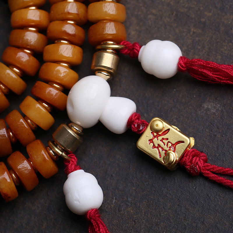 Tibetan return bone pan beads 108 Buddha beads rosary beads yak bone Dumby glazed copper clip deer bone tee accessories