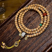 EverestArtstudios Natural Crackled Xingyue Bodhi Turquoise Agate Dzi 108-Bead Mala