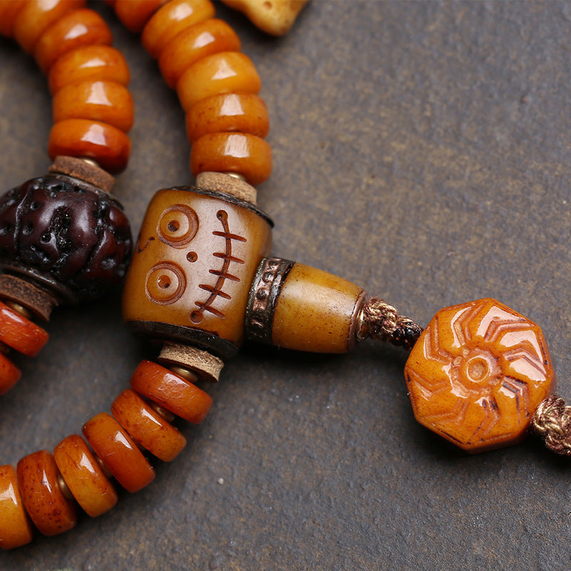 Tibetan returned yak bone pan beads 108 Buddha beads rosary beads old bone tee lotus lake barrel beads Vajra Bodhi accessories